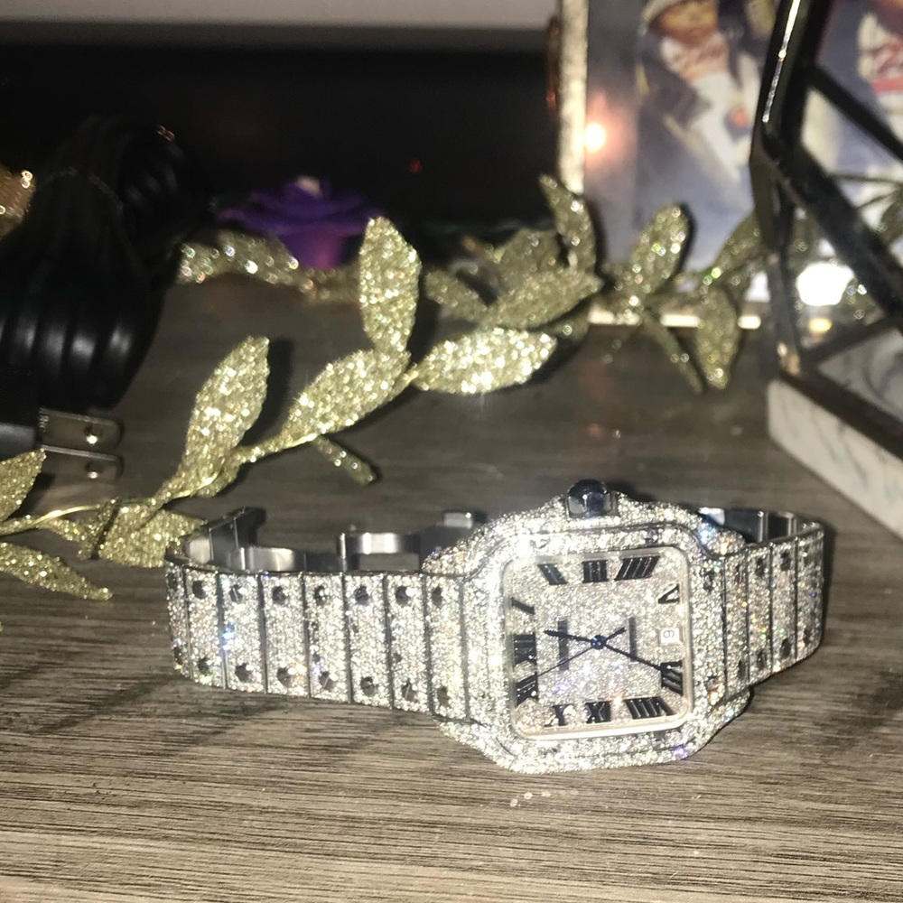 Cartier Santos watch GIA Certified SI1 diamonds pre owned no box